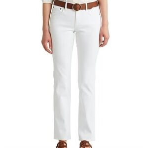 Lauren Ralph Lauren White Denim Midrise Pants Women Size 8 Premier Straight Leg